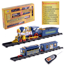 Железная дорога "Радость путешествий" р/у, свет\звук  на батарейка, в коробке. 53х32х6 см.