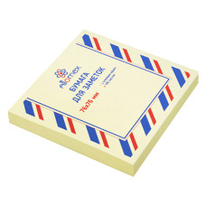 Клейкая бумага для заметок 76x76 мм, 100 л., офсет 75 г/м², желтая 7,5х7,5х1 см