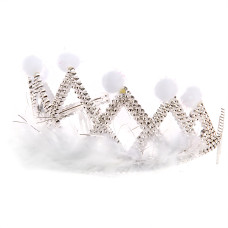 Корона карнавальная, диадема. с пумпонами и перьями. 8х12х12 см.