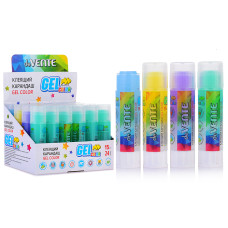 Клеящий карандаш PVP основа "Color Gel" 15 г гелевый цветной полупрозрачный, 4 цвета ассорти (голубо