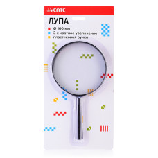 Лупа "Attomex" с трехкратным увеличением d=100 мм, пласт. линза, пласт. корпус, в карт. 28х13х1 см