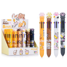 Ручка шариковая автоматическая 8 в 1 подарочная "Cat Paw" с декор. Элементом