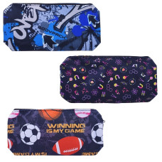 Пенал "Attomex. School Boy" 20x7x3,5 см, прямоугольный, на молнии, текстильный с рисунком, ассорти 3