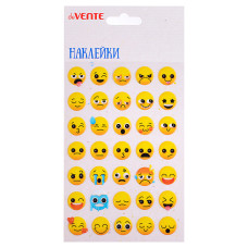 Наклейки мягкие "Emoji" размер карточки 10x15 см, puff, объемные, многоразовые, в пластиковом пак.
