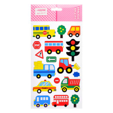 Наклейки объемные "Машинки" из фоамирана, карточка 15x25 см, в пластиковом пак. с блистерным подве