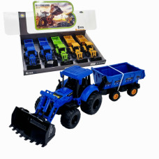 Трактор с ковшом и прицепом, 36х10х11 см.