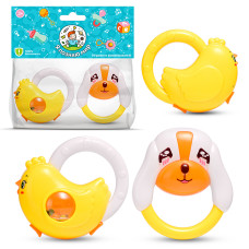 Набор погремушек "Курочка и собачка" в пакете. 19х19х4 см.