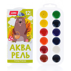 Акварель 12 цветов, Funny Friends, б/к, 16х7,5х1 см
