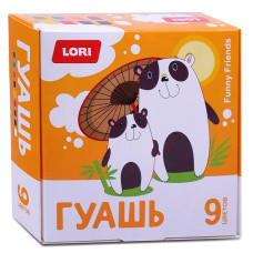 Гуашь 9 цветов по 15 мл. "Funny Friends" 12х12х4 см