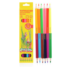 Карандаши цветные 12 цв. двухсторонние, шестигранные, деревянные ). 20х4,5х0,5 см.