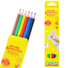 Карандаши цветные 6 цв. стираемые с ластиком трехгранные пластик ). 21х5х0,6 см.