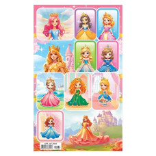 Наклейки (21 глиттер) "Принцессы", 10х16 см