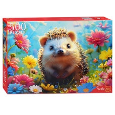 Пазлы 500 "Ёжик в цветах".32х23х4,5 см.