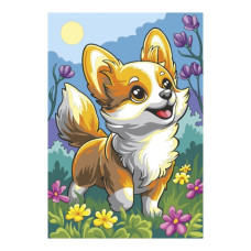 Картина по номерам на холсте 20х30 "Малыш корги"