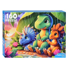 Пазлы 160 "Динозавры под дождем".25х18х4,5 см.