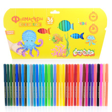 Фломастеры 36 цв. классические, круглый корпус, картонная упаковка ). 37х18х1 см.